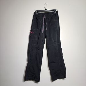 Spread Good Cheer Black Scrub Pants Sz M Pink Contrast Stitching Skater Utility